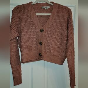Love & Change Women's Button-Up Knit Cardigan - Dusty Rose